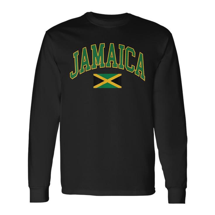Texteintage De La Jamaïquearsity Et Drapeau Jamaïcain T-shirt à manches longues