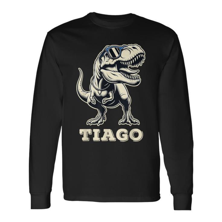 Tiago Cadeau Prénom Personnalisé Garçon Dinosaure T-shirt à manches longues