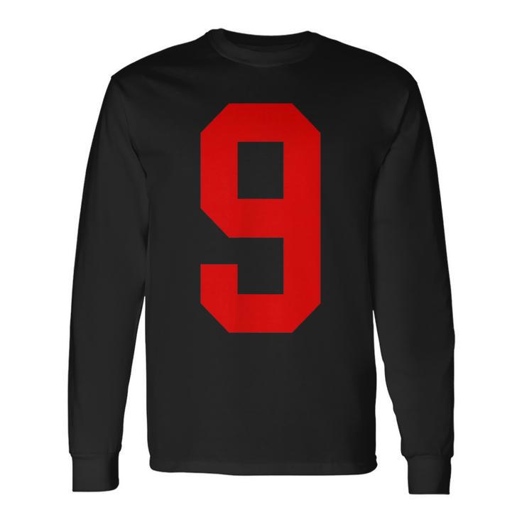 Uniforme De Jugador Número 9 Rojo Brillante Número 9 Camiseta de manga larga
