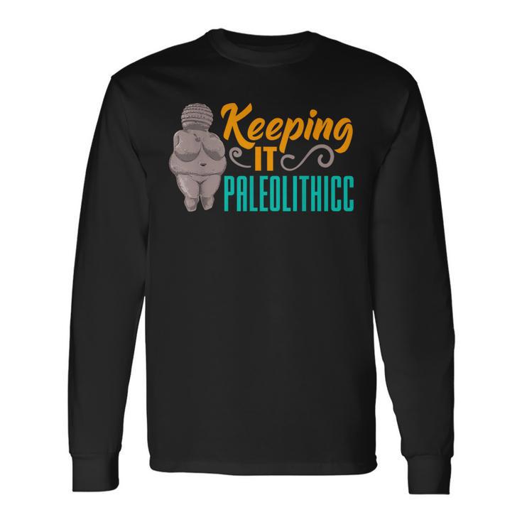 Venus De Willendorf Fertilidad Diosa Thicc Juego De Palabras Paleolítico Camiseta de manga larga