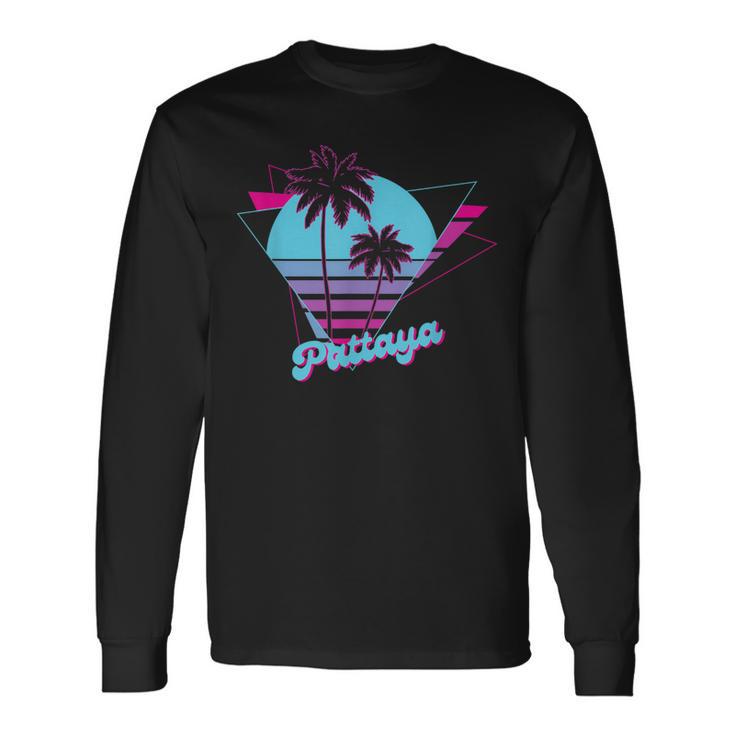 Vintage Palmeras Tailandia Pattaya 90S Retro Camiseta de manga larga