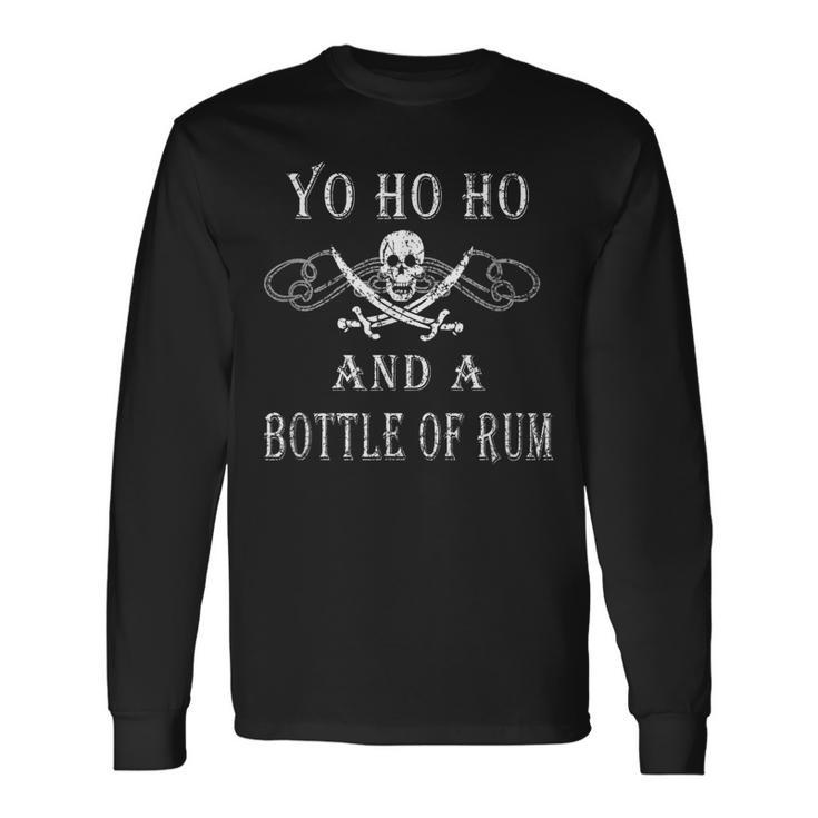 Yo Ho Ho Botella De Rum Divertida Pirata Bandera Pirata Camiseta de manga larga