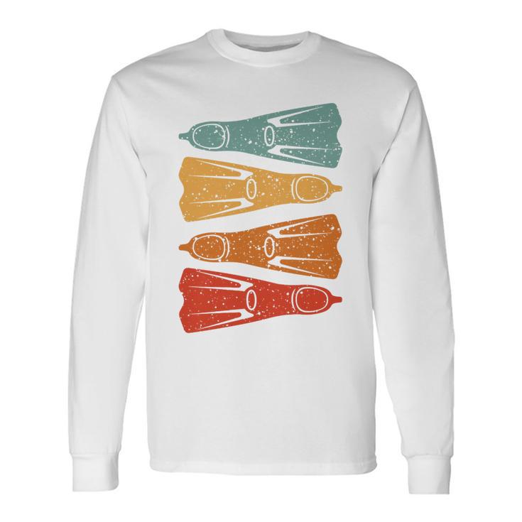 Aletas De Buceo Retro Para Bucear En Uniaje De Buceo Camiseta de manga larga