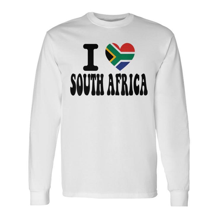 Drapeau Rétro En Forme De Cœur Avec Inscription I Loveouth Africa T-shirt à manches longues