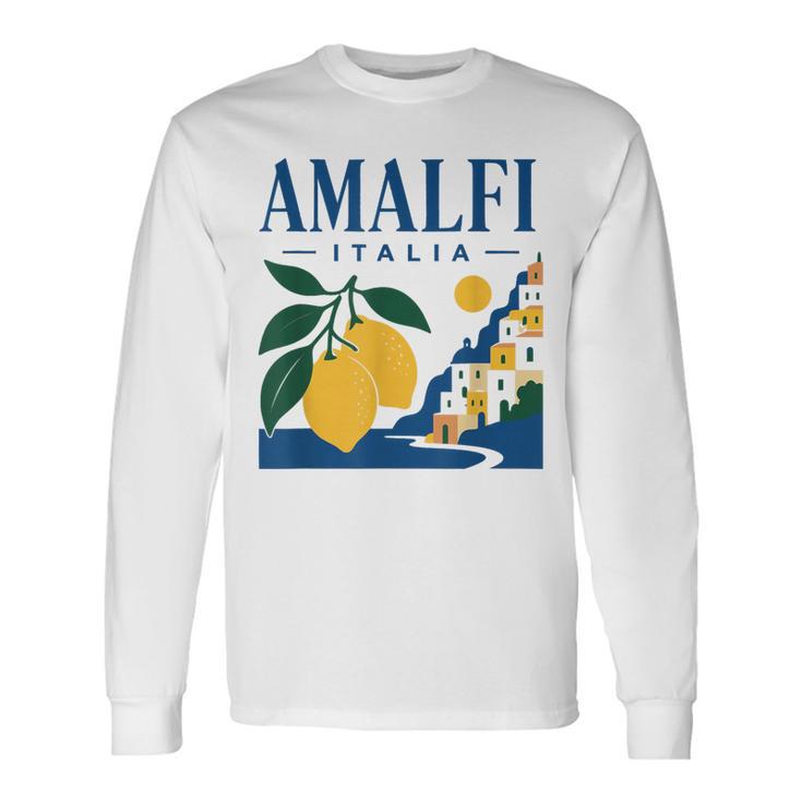 Graphismeouvenir De La Côte Rétro D'amalfi Italia En Forme De Citron T-shirt à manches longues
