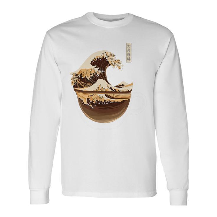 La Gran Ola De Café Divertida Parodiaintage Camiseta de manga larga