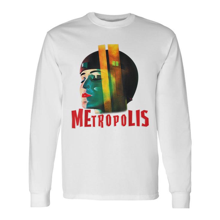Metropolis Póster De Película Retro De Ciencia Ficción Camiseta de manga larga