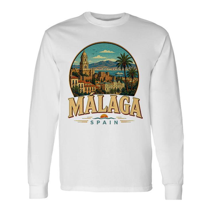 Vintage Málaga Españaiajeouvenir Monumento Regalo Camiseta de manga larga