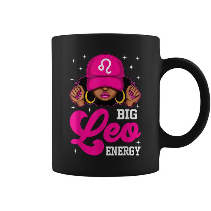 Big Leo Energy Sassy Black Woman Cap Zodiac Birthday Coffee Mug