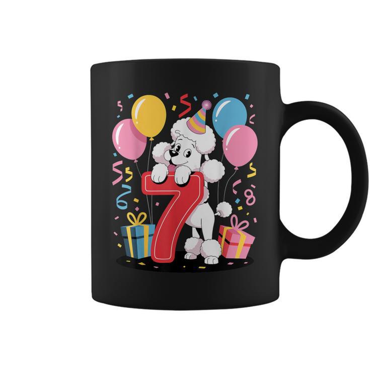 Caniche Perro 7 Cumpleaños Niño Niña 7 Añosiete Caniche Taza de café