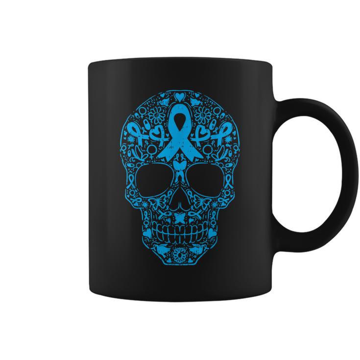 Cráneo De Azúcar Cinta Azul Claro Concienciaobre El Cáncer De Próstata Taza de café
