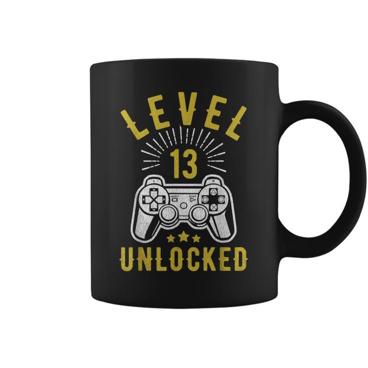 Cumpleaños 13 Años Nivel 13 Aniversario Desbloqueado 13 Boda Taza de café
