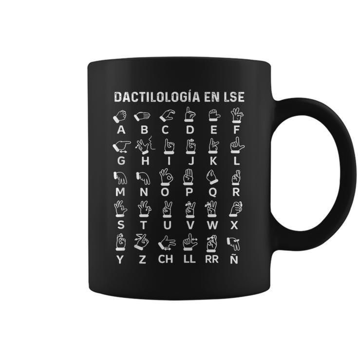 Dactilología En Lse – Alfabeto En Lengua Deignos Española In Mangas Taza de café