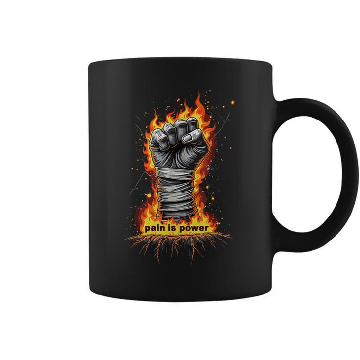 Dolor Es Poder Puño Fuego Boxeo Taza de café