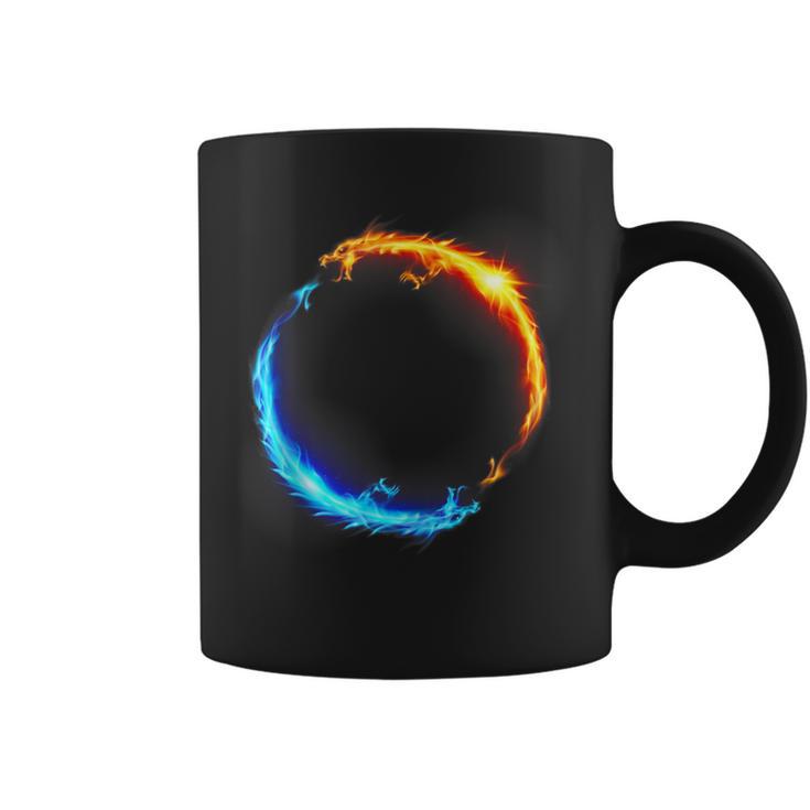 Dragones En Duelo De Fuego Y Hielo In Mangas Taza de café