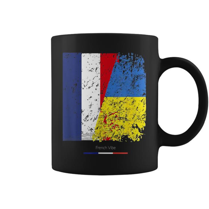 Drapeau De L'ukraine Et France Amitié Franco Ukrainien Tasse
