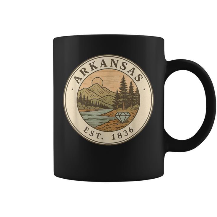 Emblema Retro De Paisaje De Orgullo De Arkansas Taza de café