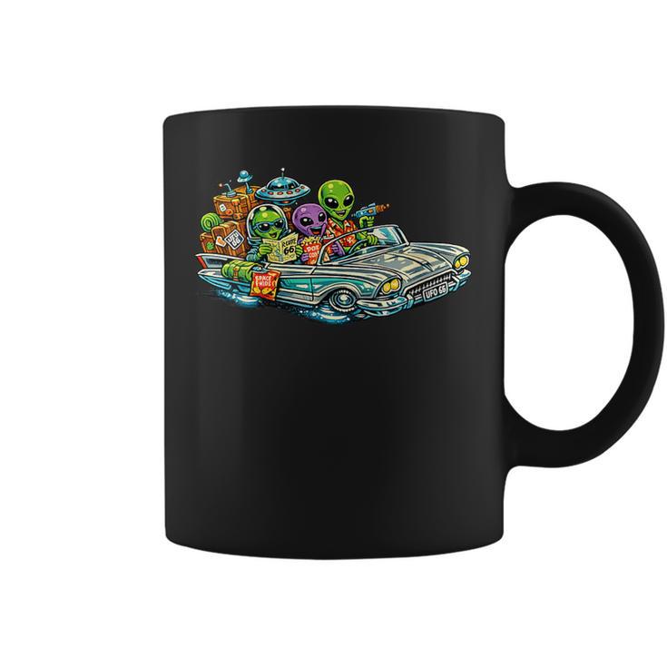 Extraterrestres De Gira Por Estados Unidos Divertido Ovni Cuello Taza de café