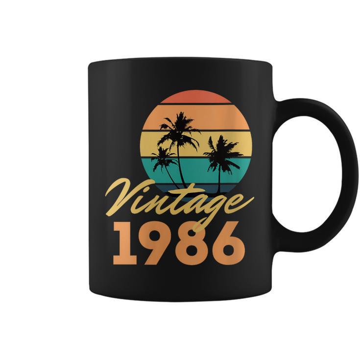 Intage 1986 Nació Cumpleaños Retro Cuello Taza de café