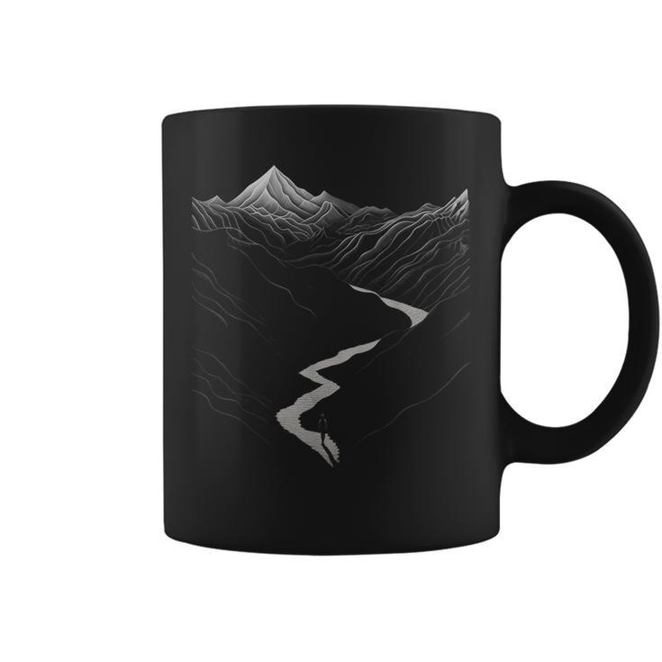 Naturaleza Dibujo Montañas Arte Diseño Gráfico Taza de café