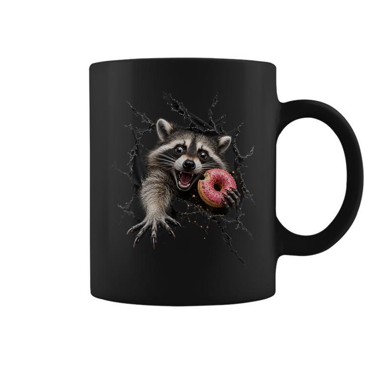 Raton Laveur Drôle Gourmand Avec Donut Rose Humour Animal 3D Tasse