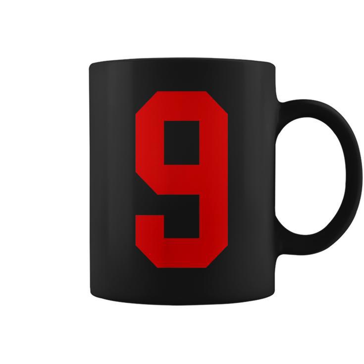 Uniforme De Jugador Número 9 Rojo Brillante Número 9 Taza de café