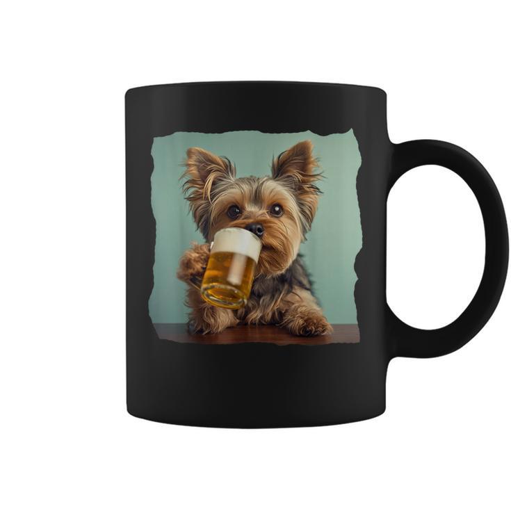 Yorkshire Terrier Cerveza Divertido Perro Bebiendo Meme Mamá Papá Taza de café