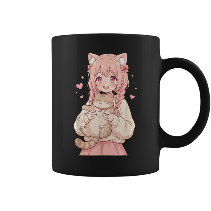 かわいい アニメ 女の子 抱っこ 猫 かわいい 漫画 猫好き オタク コーヒーマグ