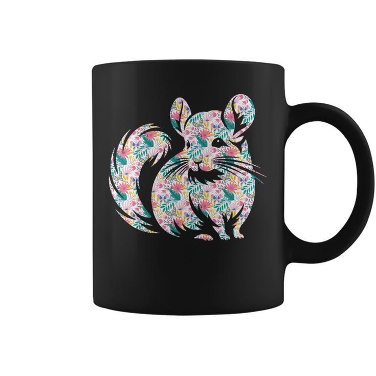 かわいいチンチラ花柄チンチラ 長袖tシャツ コーヒーマグ