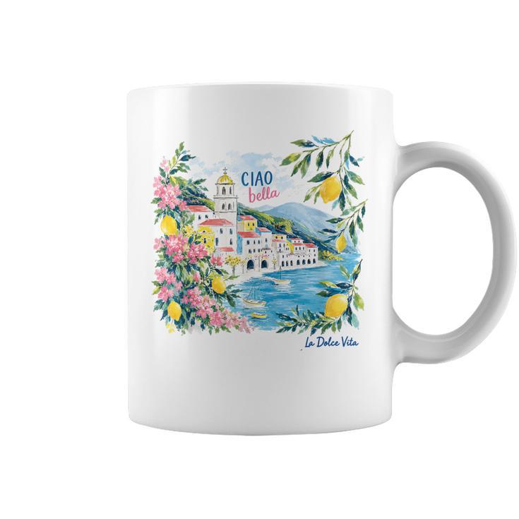 Ciao Bella La Dolceita Graphique Côte Amalfitaine Italie Tasse