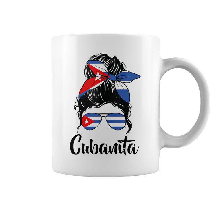Cubanita Moño Desordenado Cubanita Cubanita Bandera Cubana Cabello Desordenado Moño In Mangas Taza de café
