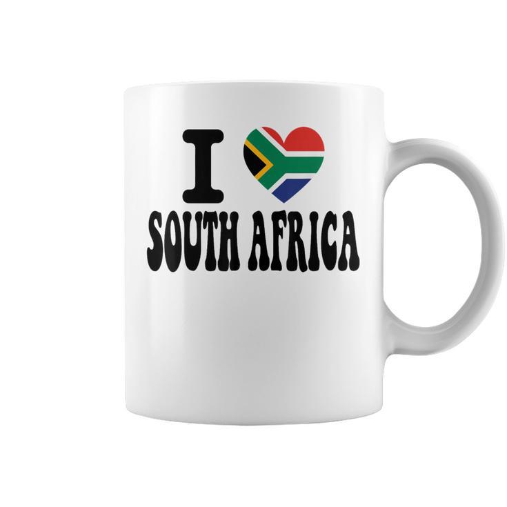 Drapeau Rétro En Forme De Cœur Avec Inscription I Loveouth Africa Tasse