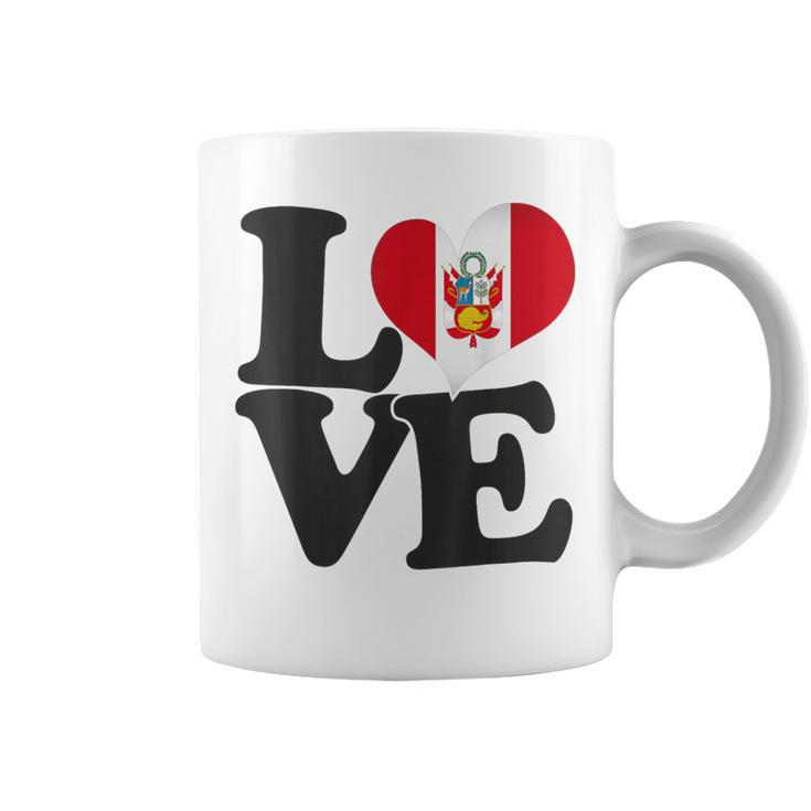 I Love Peru Bandera Corazón Patrióticoiaje Taza de café