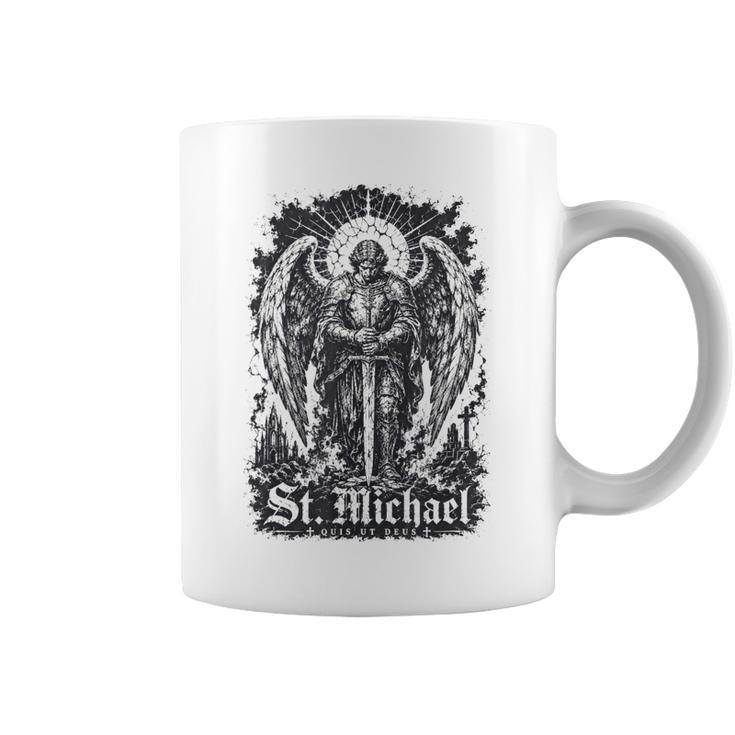 San Miguel Quis Ut Deus Arcángel Protector Taza de café