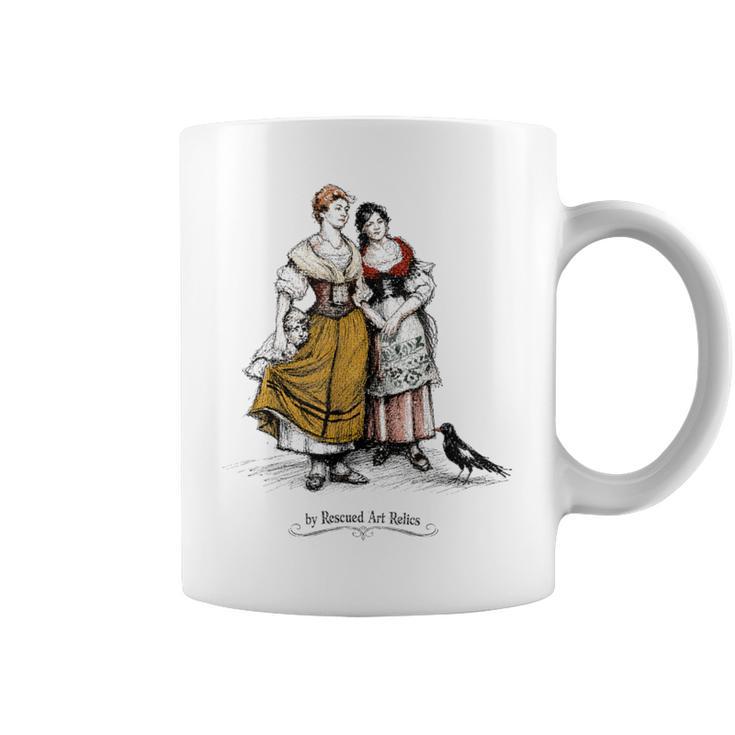 Señorasintage Y Urraca Arte Antiguo Bosquejo Taza de café