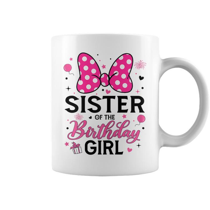 Sister Of The Birthday Girl Cute Pink Bow Family Matching Coffee Mug