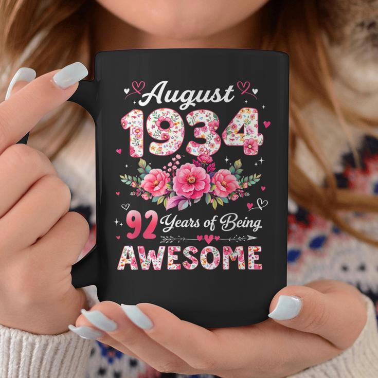 92歳 1934年8月 花柄 92歳 誕生日 男性 女性 コーヒーマグ 面白い贈り物