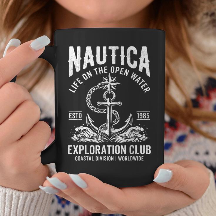 Nautica Exploration Club Vintage Anchor And Compass Graphic Coffee Mug Funny Gifts