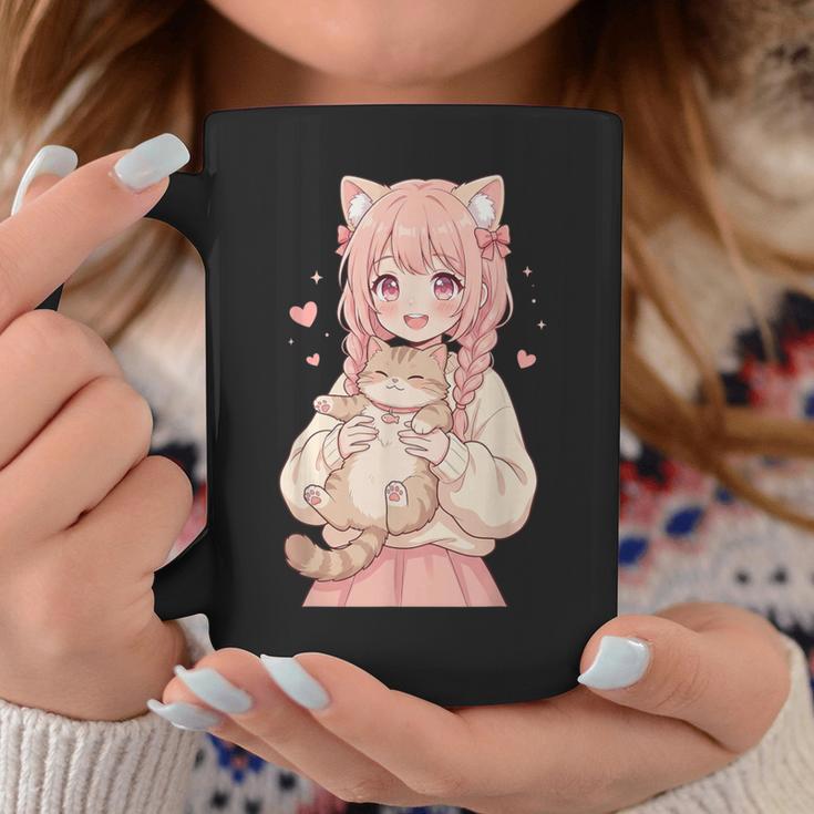 かわいい アニメ 女の子 抱っこ 猫 かわいい 漫画 猫好き オタク コーヒーマグ 面白い贈り物