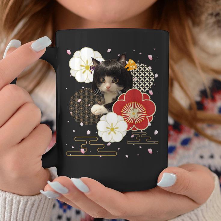 ボブキャット ウィッグ カツラ おかっぱ 猫 日本 和風 美しい 花 猫ミーム コーヒーマグ 面白い贈り物