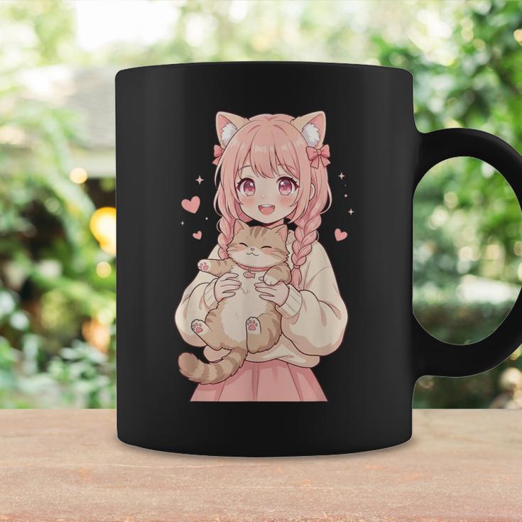 かわいい アニメ 女の子 抱っこ 猫 かわいい 漫画 猫好き オタク コーヒーマグ ギフトのアイデア
