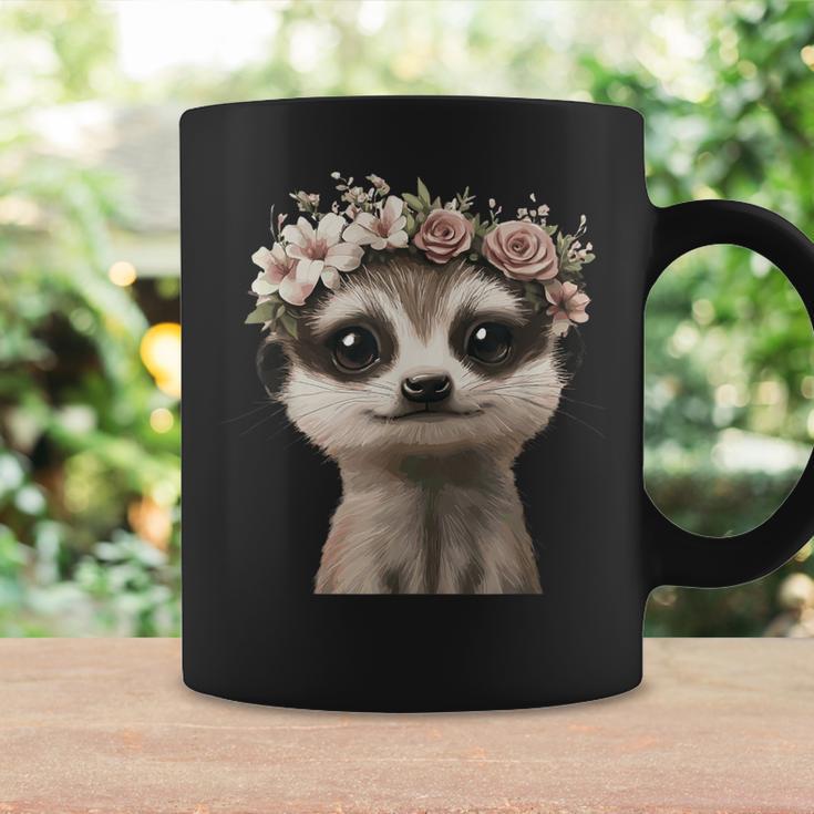 花柄クラウン付きのかわいいミーアキャット コーヒーマグ ギフトのアイデア