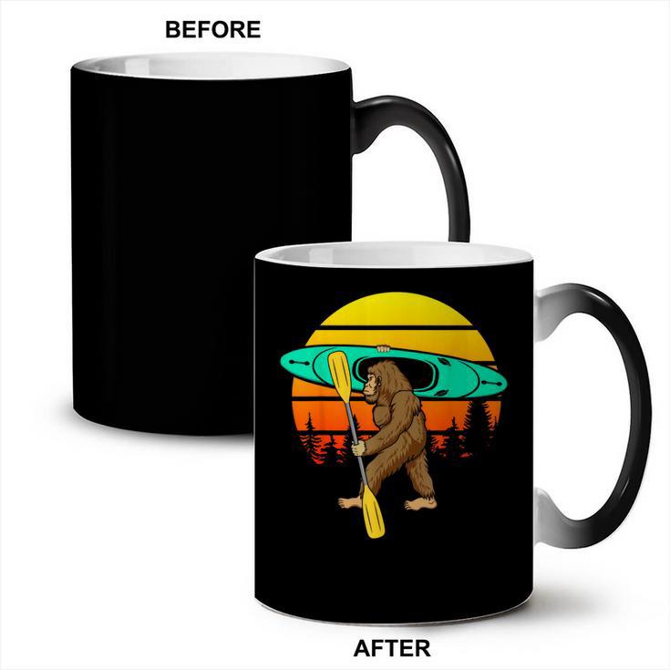 Bigfoot Kayak Paddling Lake Rafts Inflatable Canoe Sasquatch Coffee Color Changing Mug