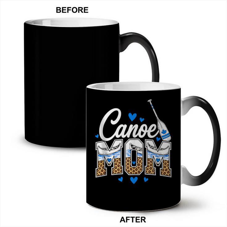 Canoe Mom Leopard Print Paddle River Lake Sport Mother Coffee Color Changing Mug