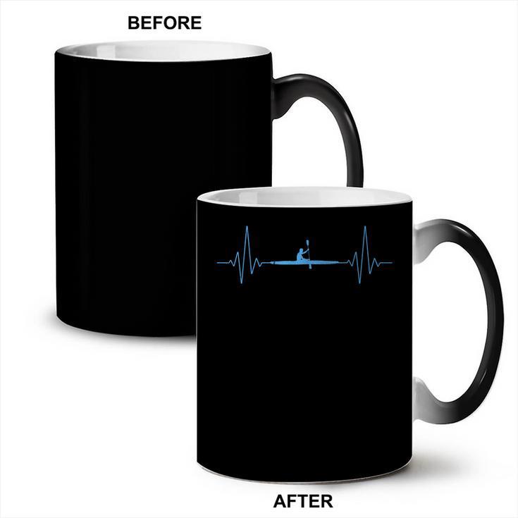 Cool Kayaking Heartbeat Canoe Boating Kayaks Outdoor Sport Coffee Color Changing Mug