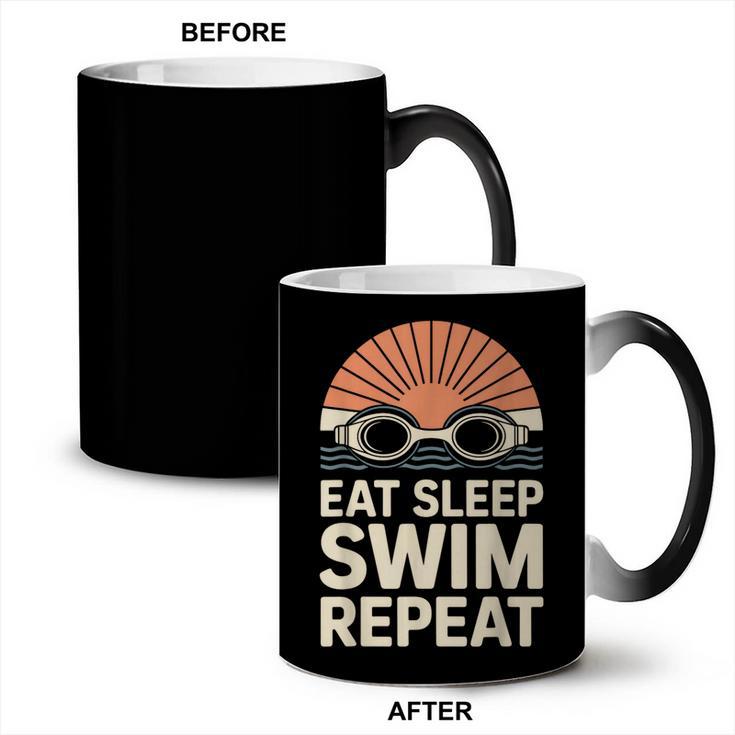 Eat Sleep Swim Repeat Swimmer Swimming Coffee Color Changing Mug