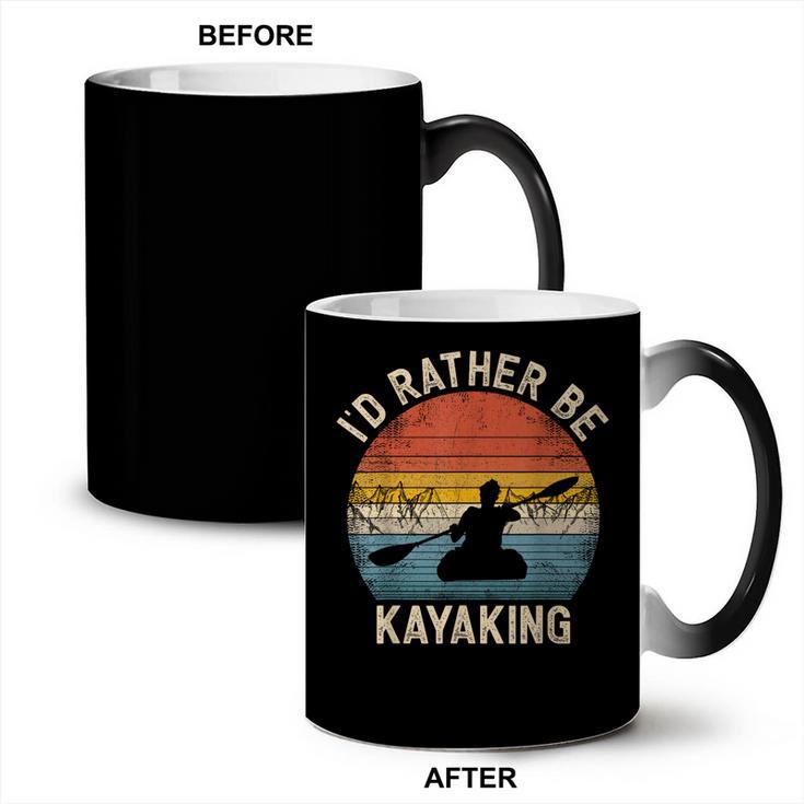 I'D Rather Be Kayaking Canoe Boating Vintage Kayak Coffee Color Changing Mug