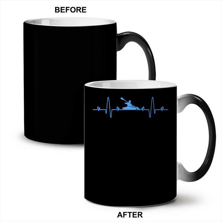 Kayaking Heartbeat Shirt Cool Canoe Boating Kayaks Coffee Color Changing Mug