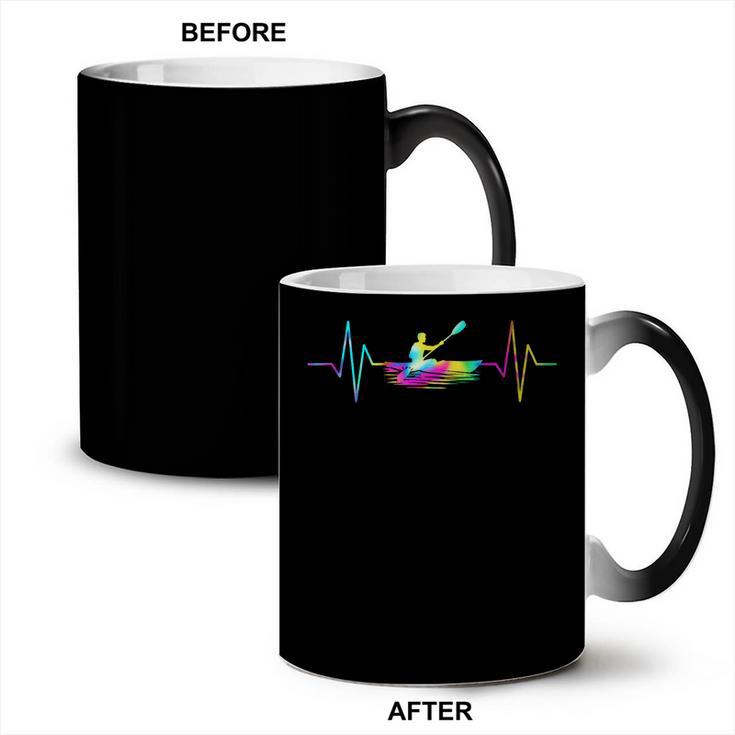 Kayaking Heartbeat Tie Dye Canoe Boating Kayaks Coffee Color Changing Mug