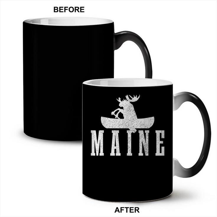 Maine Canoe Kayak Moose USA America Souvenir Coffee Color Changing Mug
